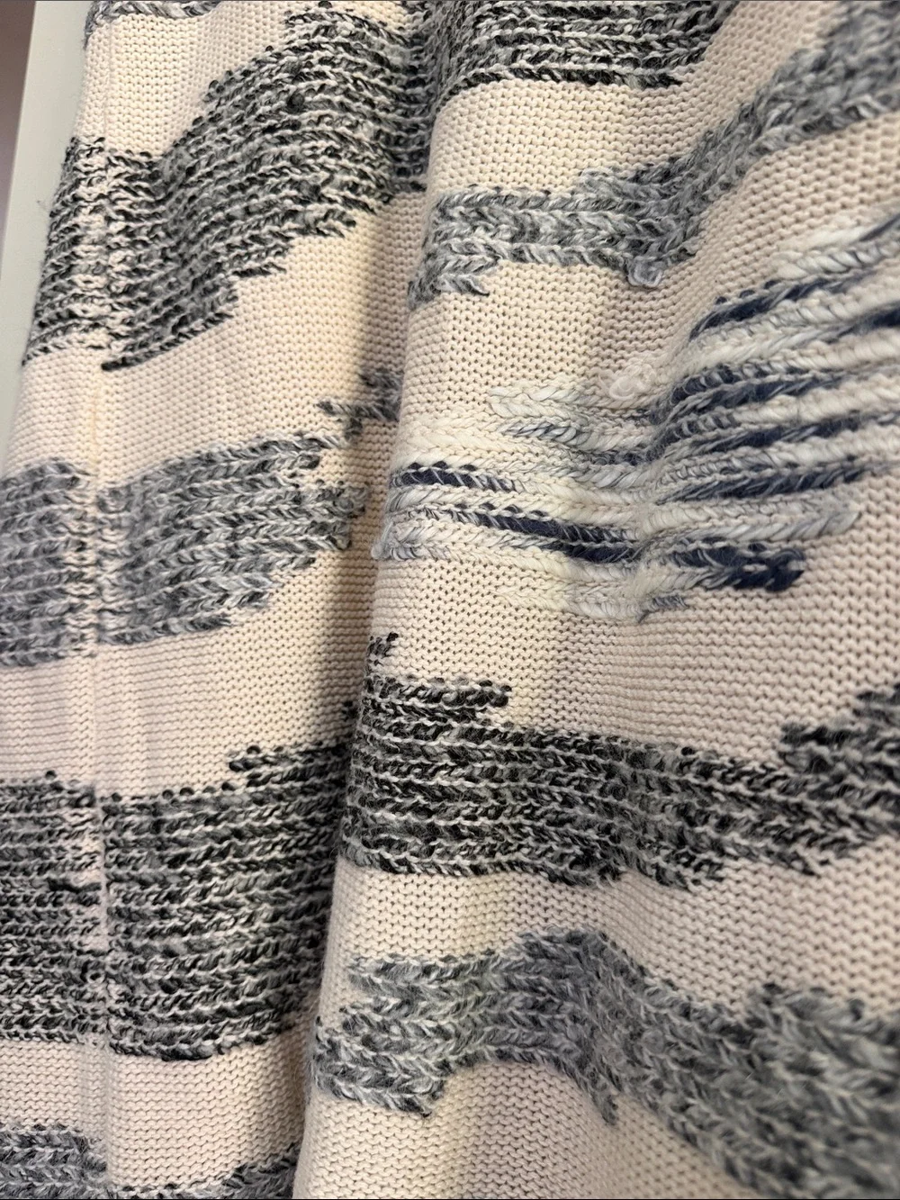 Lucky Brand Open-Front Stripe Cardigan - Cream & Gray